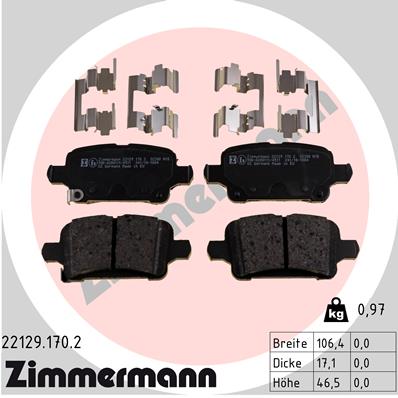 Zimmermann Bremsbeläge für OPEL INSIGNIA B Sports Tourer (Z18) hinten
